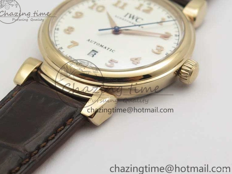 MIROTIME 0112 Da Vinci IW356601 RG TW 1:1 Best Edition White Dial On Brown Leather Strap A DailyWear 7237